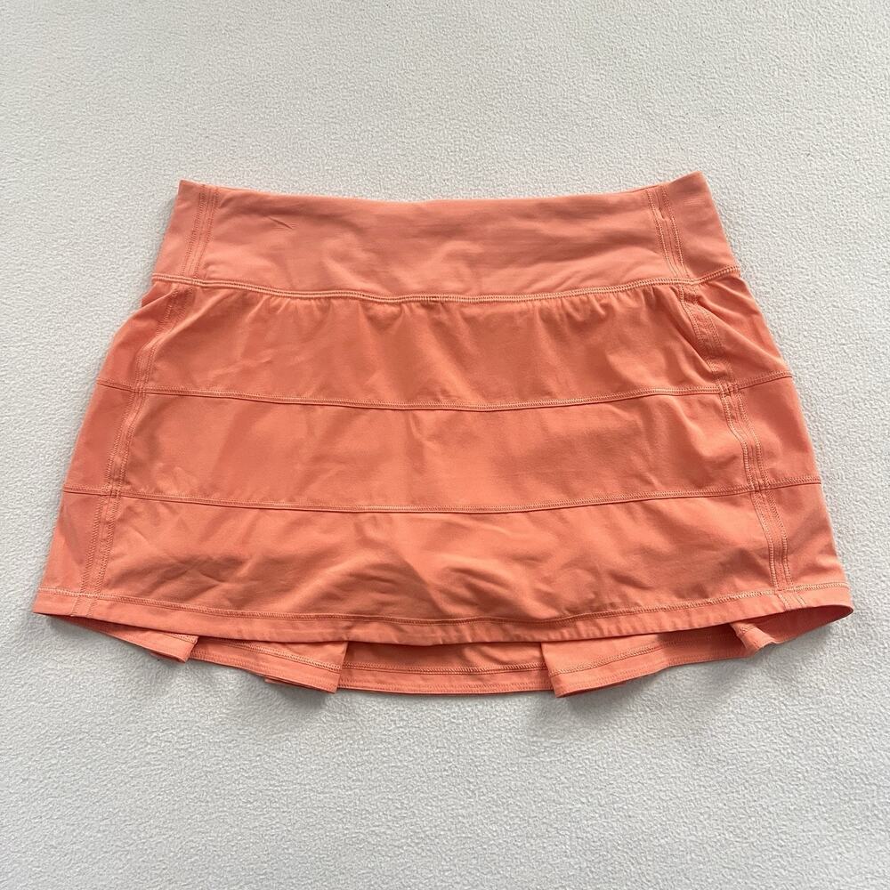 Lululemon Sunset Coral Peach Orange Pace Rival Mid Rise Skirt Tennis Skort 6 Reg